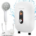 Elektryczny przepływowy podgrzewacz wody 230 V 4,5k W 4500 W biały kompaktowy słuchawka 