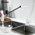 Wielofunkcyjna bateria kuchenna kran giętki wyciągany wylewka elastyczna biała