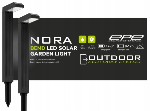 2x lampa solarna ogrodowa wbijana słupek reflektor ogrodowy Nora IP54