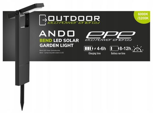 Lampa solarna ogrodowa wbijana słupek reflektor ogrodowy Ando IP65