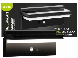 Lampa solarna elewacyjna ogrodowa Mento LED solar czujnik zmierzchu ruchu IP65