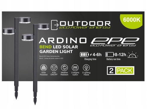 2x lampa solarna wbijana podwójna Ardino LED ogrodowy solar czujnik zmierzchu IP65