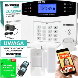 Alarm bezprzewodowy GSM WiFi Tuya + 1x czujka PIR 1x okno