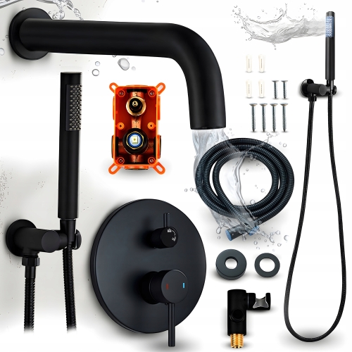Zestaw wannowy prysznicowy podtynkowy bateria łazienkowa prysznicowa ścienna wannowa czarna