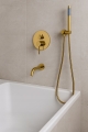 Zestaw wannowy prysznicowy podtynkowy bateria łazienkowa prysznicowa ścienna wannowa złota