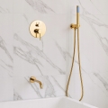 Zestaw wannowy prysznicowy podtynkowy bateria łazienkowa prysznicowa ścienna wannowa złota