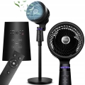 Wentylator wiatrak stojący podłogowy cichy 3 tryby 40 W głowica 3D pilot lampka czarny