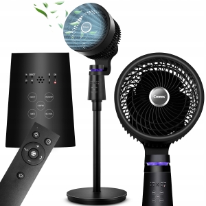Wentylator wiatrak stojący podłogowy cichy 3 tryby 40 W głowica 3D pilot lampka czarny