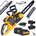 Mocna piła łańcuchowa akumulatorowa 2100 W pilarka 40 cm 16" 2 akumulatory 42 V
