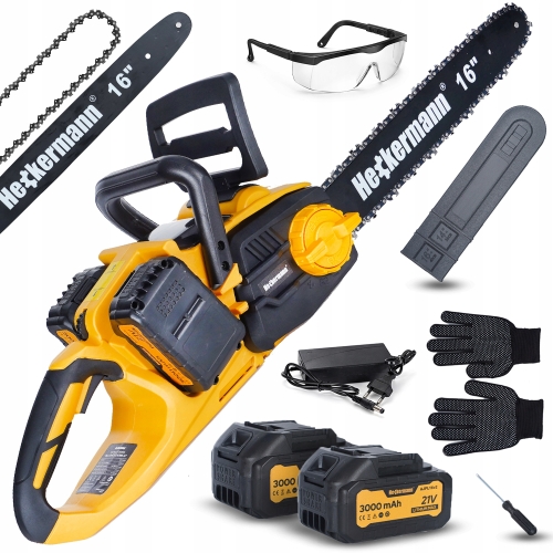 Mocna piła łańcuchowa akumulatorowa 2100 W pilarka 40 cm 16" 2 akumulatory 42 V
