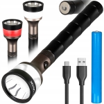 Mocna latarka taktyczna akumulatorowa szperacz z magnesem 2 kolory USB-C 400 lm