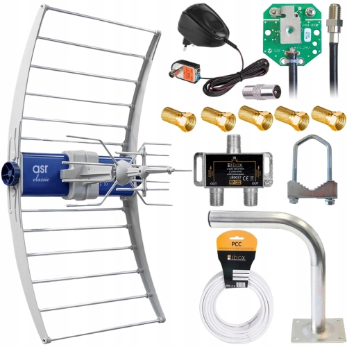 Antena DVB T2 naziemnej TV zewnętrza szerokopasmowa ASR 5G Classic Telmor na 2 TV + uchwyt