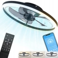 Lampa sufitowa cichy wentylator sufitowy żyrandol Bluetooth aplikacja pilot 6 trybów 3 barwy światła 