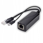 Adapter splitter PoE do USB-C 5 V 2,4 A IEEE 802.3af/at 100 Mbps skrętka ETH