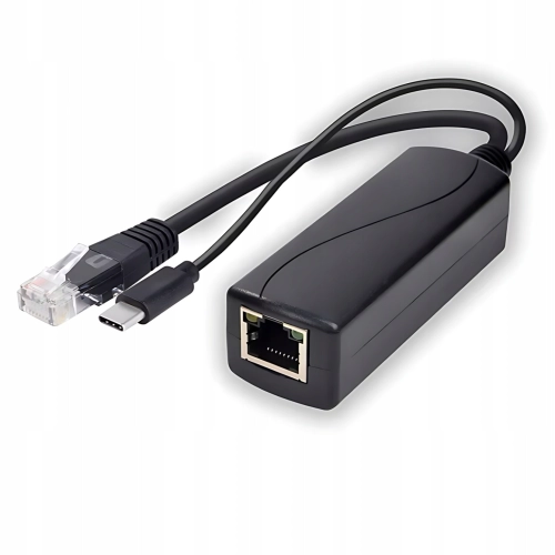 Adapter splitter PoE do USB-C 5 V 2,4 A IEEE 802.3af/at 100 Mbps skrętka ETH