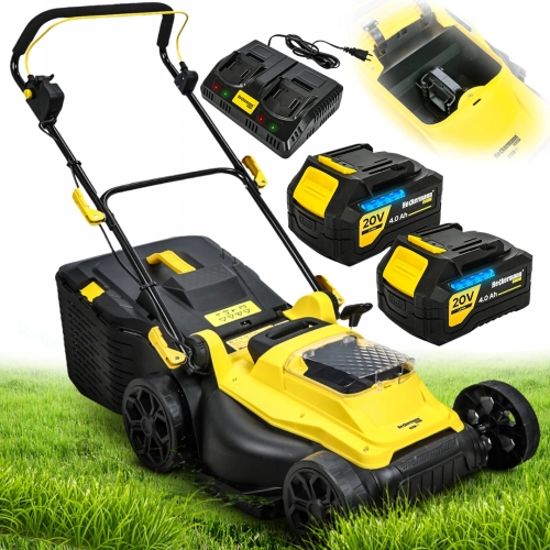 Kosiarka akumulatorowa elektryczna ogrodowa do trawy 2x akumulator 4000 mAh 41 cm 40 V kosz 45 l
