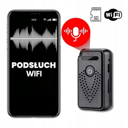 Mini dyktafon detektywistyczny WiFi nasłuch na żywo aktywacja głosem detekcja 20 dni magnes