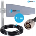 Mocny wzmacniacz sygnału AGC telefonu GSM i internetu 2G 3G 4G LTE + antena 23 dBi 15 m + grzybek + bat