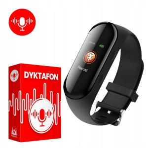 Dyktafon detektywistyczny smartband smartwatch zegarek aktywacja głosem redukcja szumu 16 GB 48 godzin