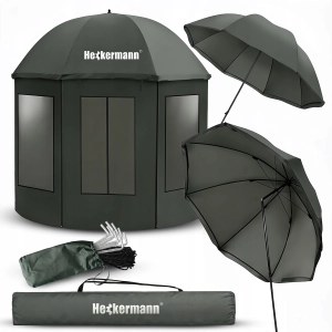 Namiot ogrodowy wędkarski plażowy zabudowany altanka 220 cm ciemno zielony + parasol