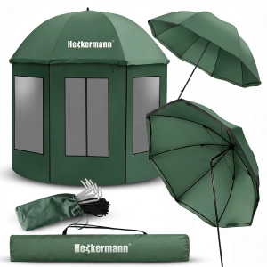 Namiot ogrodowy wędkarski plażowy zabudowany altanka 220 cm zielony + parasol