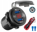 Ładowarka motocyklowa 2x USB QC3.0 woltomierz przycisk On