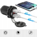 Ładowarka motocyklowa 2x USB QC3.0 woltomierz przycisk On