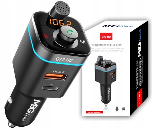 Transmiter FM Bluetooth 5.0 ładowarka QC 4.0 PD 20 W