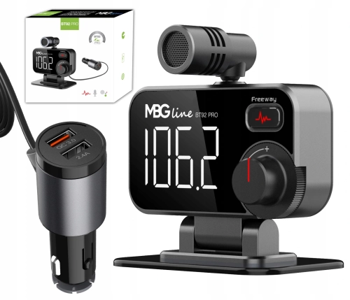 Transmiter FM Bluetooth 5.0 ładowarka USB zestaw głośnomówiący QC 3.0