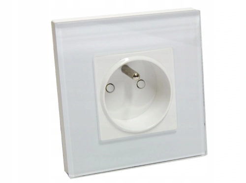 Gniazdo gniazdko elektryczne pojedyncze szklane białe B-Line