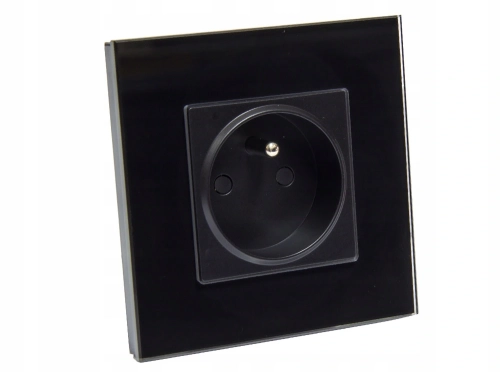 Gniazdo gniazdko elektryczne pojedyncze szklane czarne B-Line