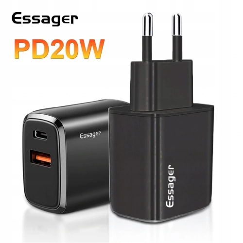 Ładowarka podwójna USB-C + PD 20 W 3000 mA Essager