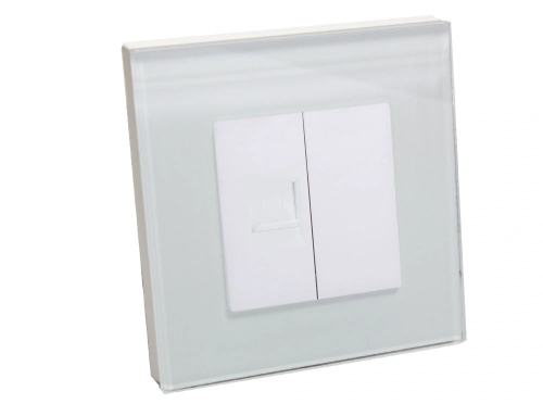 Gniazdo internetowe 1x LAN RJ45 szklana ramka białe B-Line