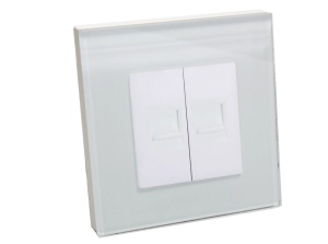 Gniazdo internetowe 2x LAN RJ45 szklana ramka białe B-Line