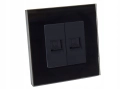 Gniazdo internetowe 2x LAN RJ45 szklana ramka czarne B-Line
