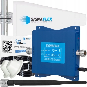 Wzmacniacz zasięgu sygnału GSM DCS 4G LTE 65 dB 4 anteny 